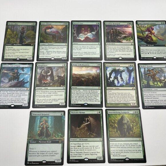 Other - MTG 13 Rare/Uncommon/C Lot Green Regular Borderless C19 ONE THB BRO AKH DMU +